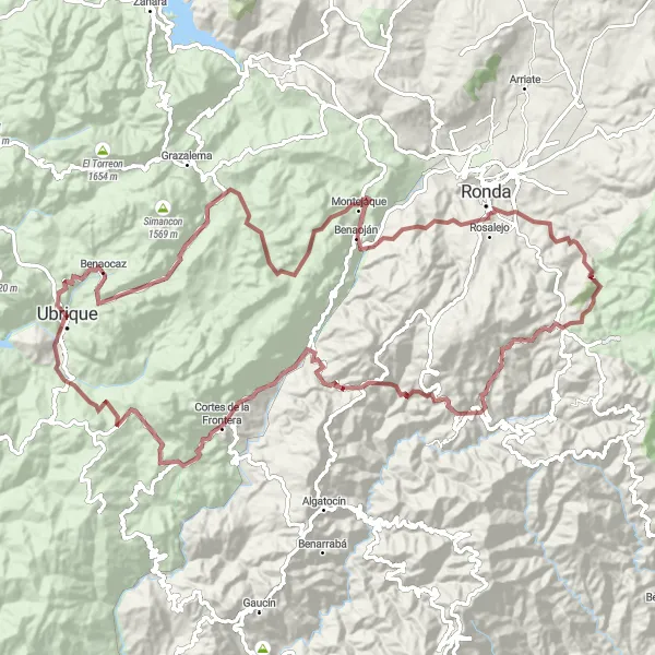 Miniature de la carte de l'inspiration cycliste "Aventure à travers les montagnes de la région" dans la Andalucía, Spain. Générée par le planificateur d'itinéraire cycliste Tarmacs.app