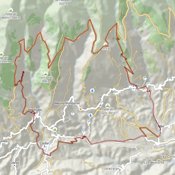 Miniature de la carte de l'inspiration cycliste "L'Aventure Rugueuse" dans la Andalucía, Spain. Générée par le planificateur d'itinéraire cycliste Tarmacs.app