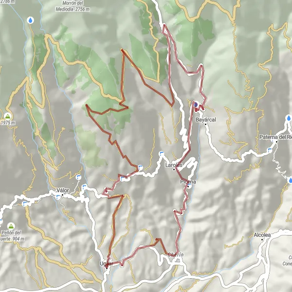Miniature de la carte de l'inspiration cycliste "La Boucle de la Sierra" dans la Andalucía, Spain. Générée par le planificateur d'itinéraire cycliste Tarmacs.app
