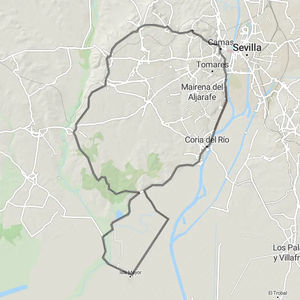 Map miniature of "Valencina Loop" cycling inspiration in Andalucía, Spain. Generated by Tarmacs.app cycling route planner