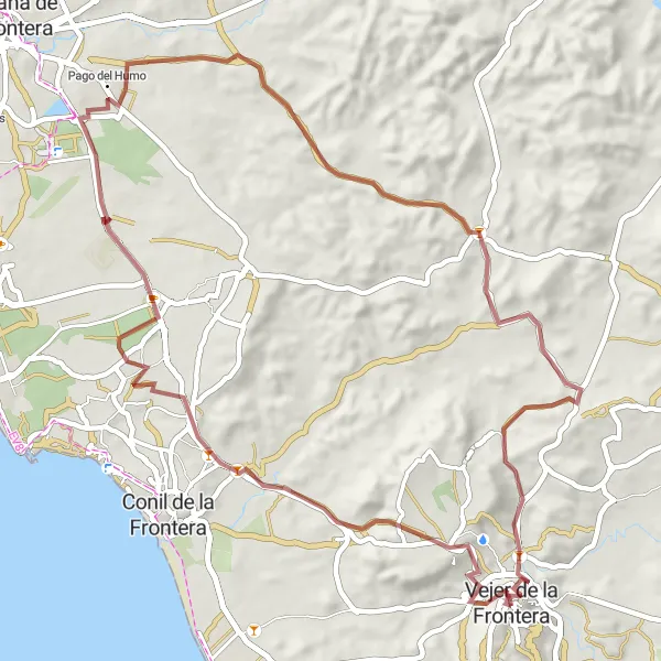 Miniatura della mappa di ispirazione al ciclismo "Escursione ciclistica tra bellezze naturali" nella regione di Andalucía, Spain. Generata da Tarmacs.app, pianificatore di rotte ciclistiche