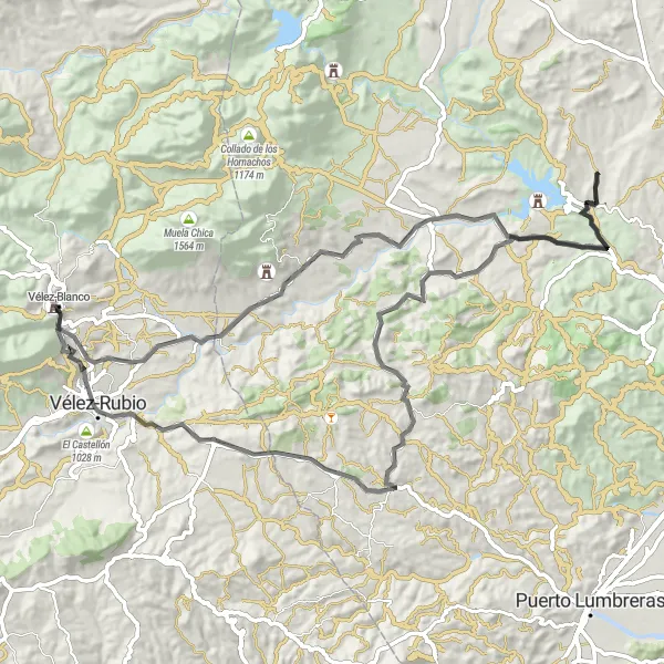 Miniatuurkaart van de fietsinspiratie "Uitdagende wegtocht met Castillaanse hoogten" in Andalucía, Spain. Gemaakt door de Tarmacs.app fietsrouteplanner