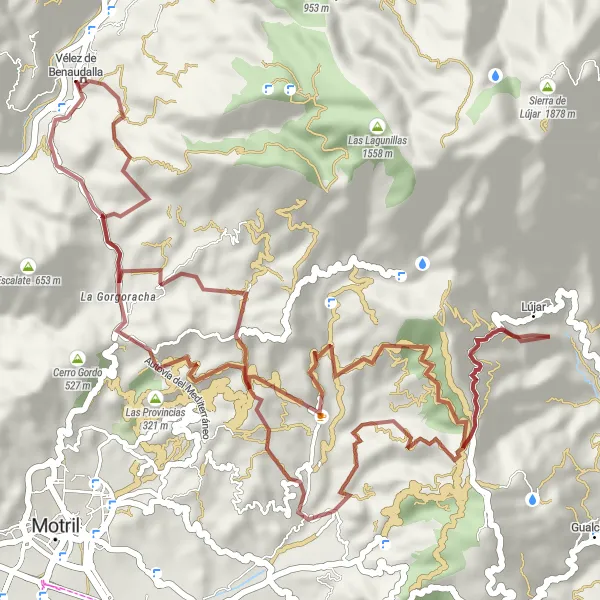 Miniature de la carte de l'inspiration cycliste "Aventure en Terre Inexplorée" dans la Andalucía, Spain. Générée par le planificateur d'itinéraire cycliste Tarmacs.app