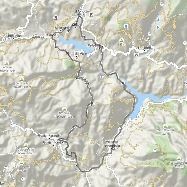 Miniaturní mapa "Cyklotrasa Cerro de la Monticana - Castillo de los Ulloa" inspirace pro cyklisty v oblasti Andalucía, Spain. Vytvořeno pomocí plánovače tras Tarmacs.app