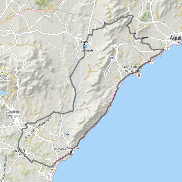 Miniatua del mapa de inspiración ciclista "Ruta Cultural a San Juan de los Terreros" en Andalucía, Spain. Generado por Tarmacs.app planificador de rutas ciclistas