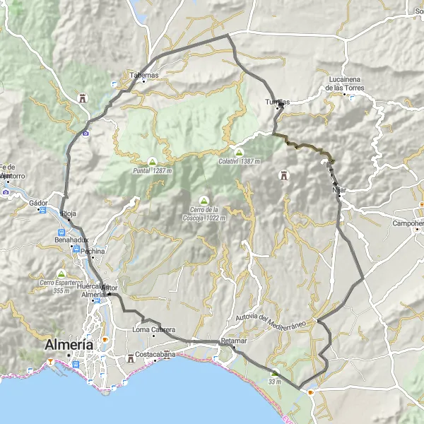 Miniatura mapy "Epicka wyprawa" - trasy rowerowej w Andalucía, Spain. Wygenerowane przez planer tras rowerowych Tarmacs.app