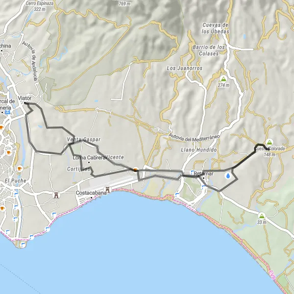 Miniatura mapy "Spacer wśród przyrody" - trasy rowerowej w Andalucía, Spain. Wygenerowane przez planer tras rowerowych Tarmacs.app