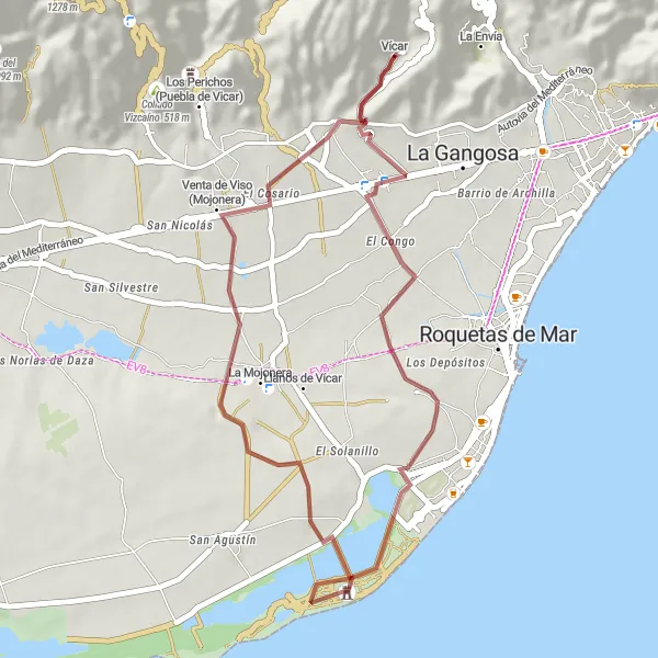 Miniaturekort af cykelinspirationen "Grusvej Eventyr" i Andalucía, Spain. Genereret af Tarmacs.app cykelruteplanlægger