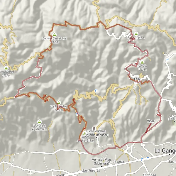 Miniaturní mapa "Gravelová okružní trasa Acueducto de Carcauz - Felix" inspirace pro cyklisty v oblasti Andalucía, Spain. Vytvořeno pomocí plánovače tras Tarmacs.app