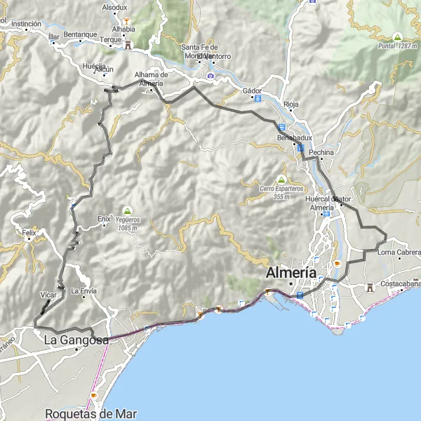 Miniaturní mapa "Road Route to El Marchal de Antón López" inspirace pro cyklisty v oblasti Andalucía, Spain. Vytvořeno pomocí plánovače tras Tarmacs.app