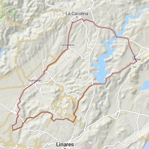 Miniatua del mapa de inspiración ciclista "Ruta del Encanto Rural" en Andalucía, Spain. Generado por Tarmacs.app planificador de rutas ciclistas