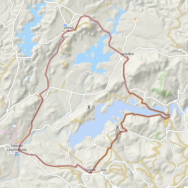 Miniatua del mapa de inspiración ciclista "Ruta de los Paisajes Gravel" en Andalucía, Spain. Generado por Tarmacs.app planificador de rutas ciclistas