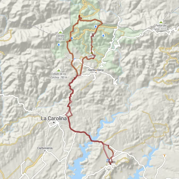 Miniatua del mapa de inspiración ciclista "Descubriendo la Sierra de Segura en BTT" en Andalucía, Spain. Generado por Tarmacs.app planificador de rutas ciclistas