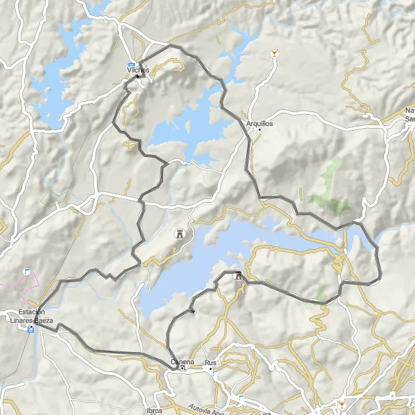 Miniatua del mapa de inspiración ciclista "Ruta del Olivar y la Historia" en Andalucía, Spain. Generado por Tarmacs.app planificador de rutas ciclistas