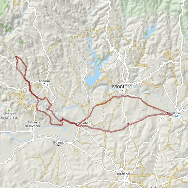 Miniaturní mapa "Gravel route from Villa del Río" inspirace pro cyklisty v oblasti Andalucía, Spain. Vytvořeno pomocí plánovače tras Tarmacs.app