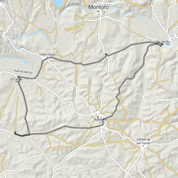 Miniatura mapy "Szlak Przez Historyczne Miasteczka" - trasy rowerowej w Andalucía, Spain. Wygenerowane przez planer tras rowerowych Tarmacs.app