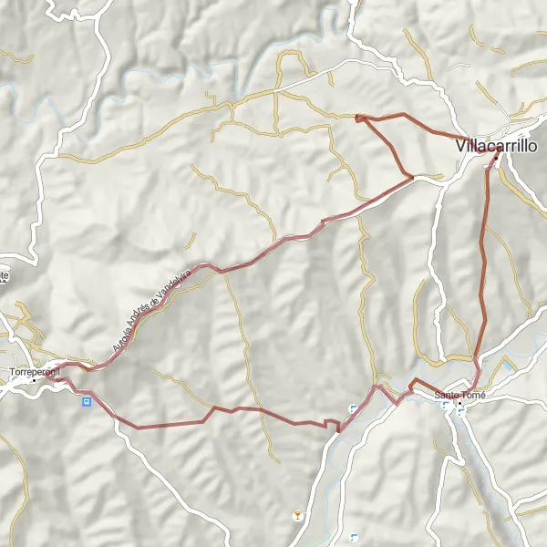 Miniature de la carte de l'inspiration cycliste "Exploration de La Caleruela" dans la Andalucía, Spain. Générée par le planificateur d'itinéraire cycliste Tarmacs.app