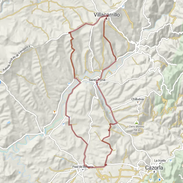 Map miniature of "Hidden Trails" cycling inspiration in Andalucía, Spain. Generated by Tarmacs.app cycling route planner