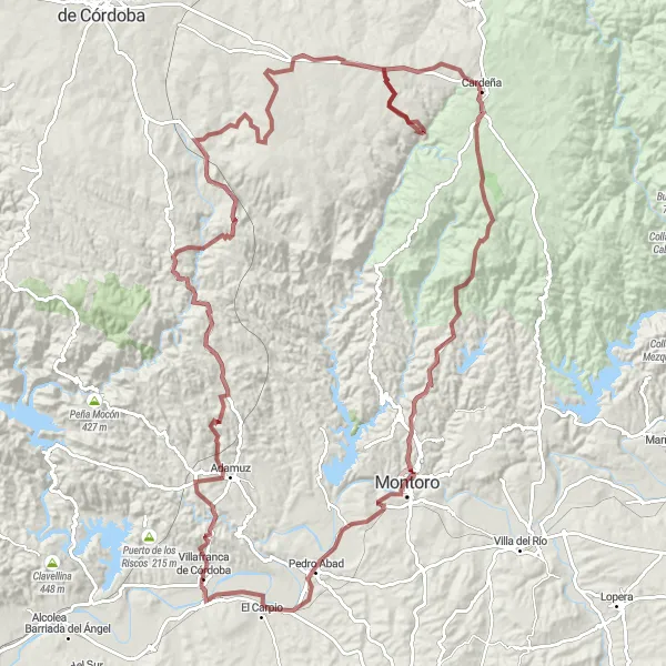 Karten-Miniaturansicht der Radinspiration "Anspruchsvolle Schottertour nach Adamuz und Cardeña" in Andalucía, Spain. Erstellt vom Tarmacs.app-Routenplaner für Radtouren