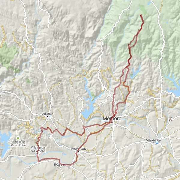 Karten-Miniaturansicht der Radinspiration "Gravel-Abenteuer rund um Villafranca" in Andalucía, Spain. Erstellt vom Tarmacs.app-Routenplaner für Radtouren