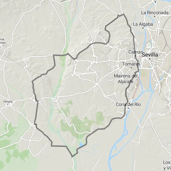 Karten-Miniaturansicht der Radinspiration "Große Rundtour durch Andalusien" in Andalucía, Spain. Erstellt vom Tarmacs.app-Routenplaner für Radtouren