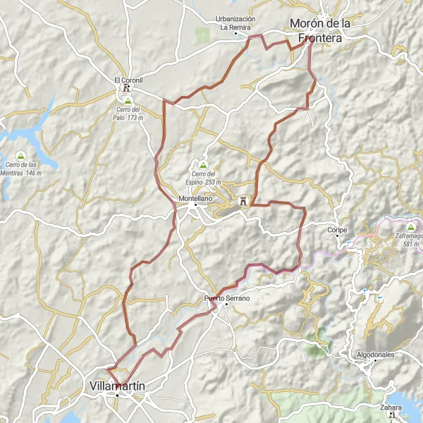 Miniatura della mappa di ispirazione al ciclismo "Giro in bicicletta di Villamartín" nella regione di Andalucía, Spain. Generata da Tarmacs.app, pianificatore di rotte ciclistiche