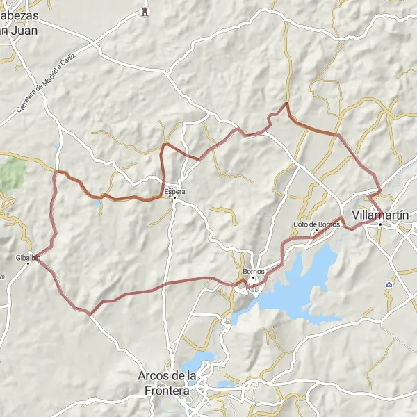 Miniatuurkaart van de fietsinspiratie "Gravelfietsen door het platteland van Andalusië" in Andalucía, Spain. Gemaakt door de Tarmacs.app fietsrouteplanner