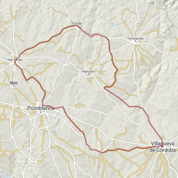 Miniatuurkaart van de fietsinspiratie "Rustige grindroute door landelijke omgeving" in Andalucía, Spain. Gemaakt door de Tarmacs.app fietsrouteplanner