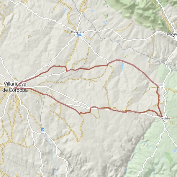 Miniatua del mapa de inspiración ciclista "Ruta del Guadiato" en Andalucía, Spain. Generado por Tarmacs.app planificador de rutas ciclistas