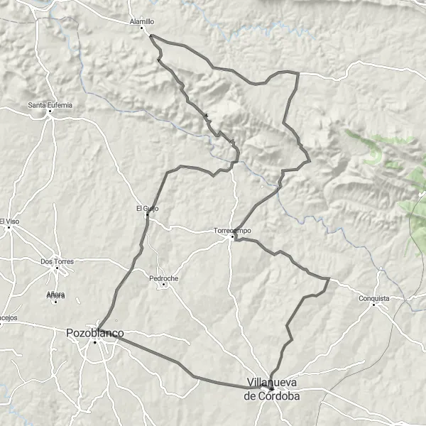 Miniatua del mapa de inspiración ciclista "Ruta de los Pueblos Blancos de Córdoba" en Andalucía, Spain. Generado por Tarmacs.app planificador de rutas ciclistas