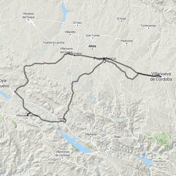 Miniatua del mapa de inspiración ciclista "Ruta de los Pueblos Blancos" en Andalucía, Spain. Generado por Tarmacs.app planificador de rutas ciclistas
