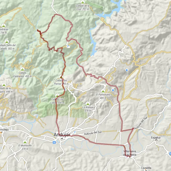 Miniatura mapy "Trasa z Andújar do Rincón de San Ildefonso" - trasy rowerowej w Andalucía, Spain. Wygenerowane przez planer tras rowerowych Tarmacs.app