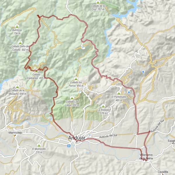 Miniatura mapy "Trasa przez Mirador de Mingorramos" - trasy rowerowej w Andalucía, Spain. Wygenerowane przez planer tras rowerowych Tarmacs.app