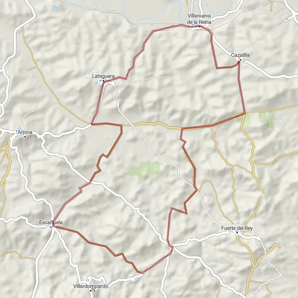 Miniatura mapy "Przejażdżka przez Escañuela i Lahiguera" - trasy rowerowej w Andalucía, Spain. Wygenerowane przez planer tras rowerowych Tarmacs.app
