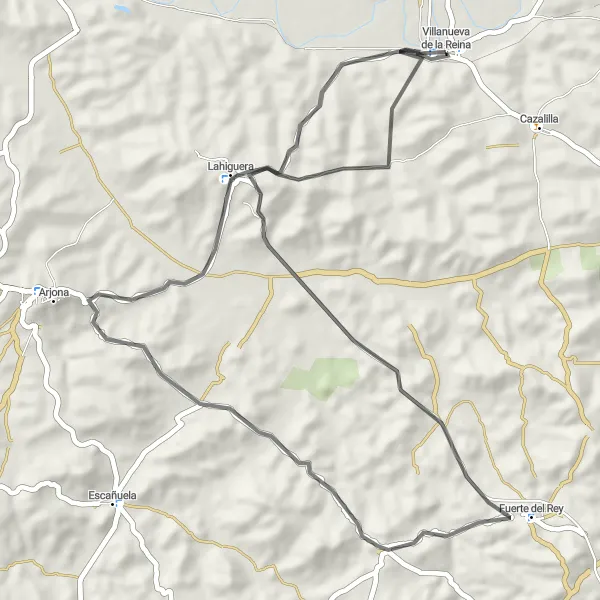 Miniatura mapy "Trasa przez górskie tereny Andaluzji" - trasy rowerowej w Andalucía, Spain. Wygenerowane przez planer tras rowerowych Tarmacs.app