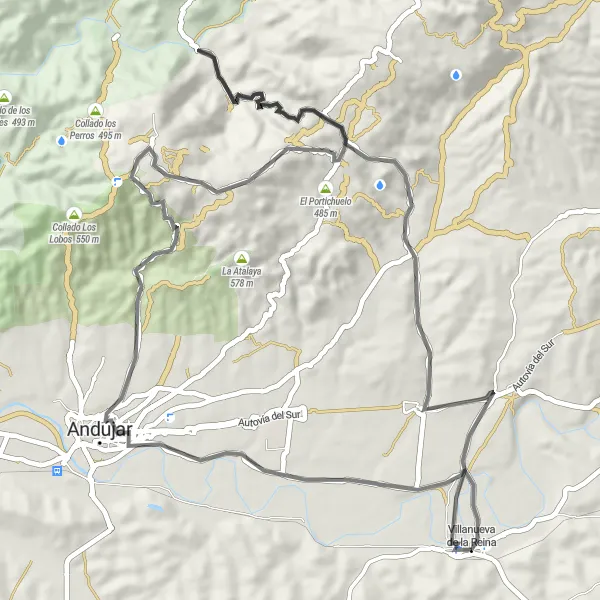 Miniatura mapy "Trasa przez malownicze tereny Andaluzji" - trasy rowerowej w Andalucía, Spain. Wygenerowane przez planer tras rowerowych Tarmacs.app