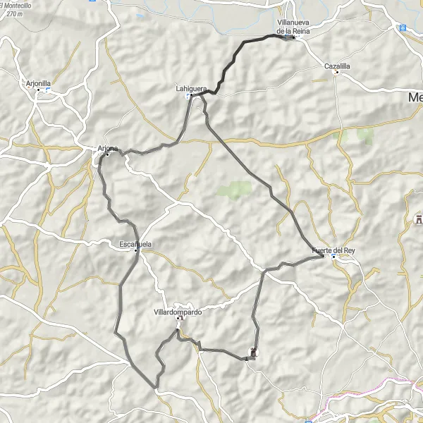 Miniatura mapy "Trasa wzdłuż malowniczych wiosek" - trasy rowerowej w Andalucía, Spain. Wygenerowane przez planer tras rowerowych Tarmacs.app