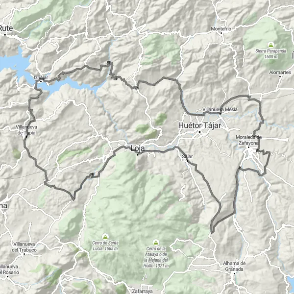 Karten-Miniaturansicht der Radinspiration "Rundtour von Villanueva de Tapia: Schlösser und antike Ruinen" in Andalucía, Spain. Erstellt vom Tarmacs.app-Routenplaner für Radtouren