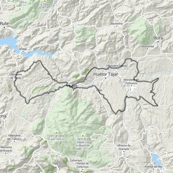 Miniatua del mapa de inspiración ciclista "Ruta de los Miradores" en Andalucía, Spain. Generado por Tarmacs.app planificador de rutas ciclistas