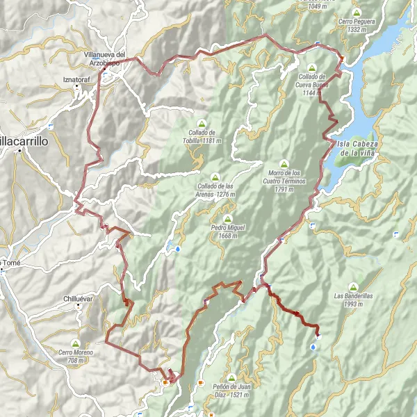 Karten-Miniaturansicht der Radinspiration "Abenteuerliche Schottertour durch die Natur" in Andalucía, Spain. Erstellt vom Tarmacs.app-Routenplaner für Radtouren