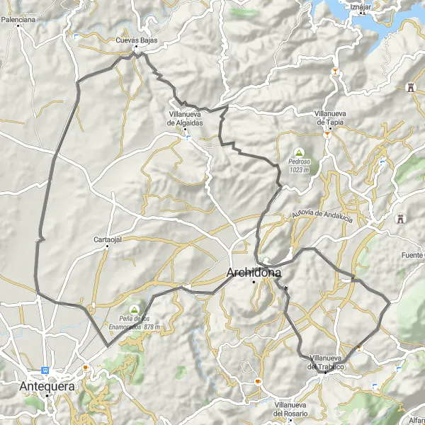 Miniatuurkaart van de fietsinspiratie "Ruta Cerro Artacho" in Andalucía, Spain. Gemaakt door de Tarmacs.app fietsrouteplanner