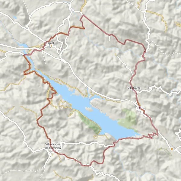 Miniatura della mappa di ispirazione al ciclismo "Giro in bicicletta attraverso le montagne di Villaviciosa de Córdoba" nella regione di Andalucía, Spain. Generata da Tarmacs.app, pianificatore di rotte ciclistiche