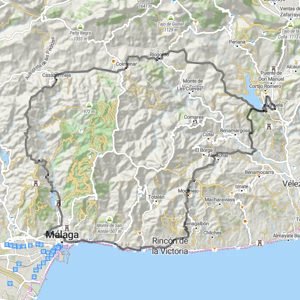 Miniatuurkaart van de fietsinspiratie "Fietsen door het bergachtige Andalusië" in Andalucía, Spain. Gemaakt door de Tarmacs.app fietsrouteplanner