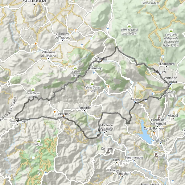 Miniatura mapy "Przejażdżka przez Alfarnate" - trasy rowerowej w Andalucía, Spain. Wygenerowane przez planer tras rowerowych Tarmacs.app