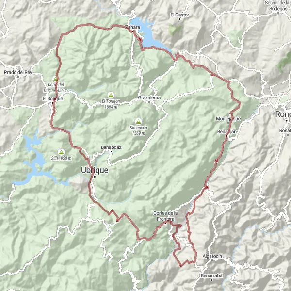 Miniatua del mapa de inspiración ciclista "Ruta de los Acantilados Gravel" en Andalucía, Spain. Generado por Tarmacs.app planificador de rutas ciclistas