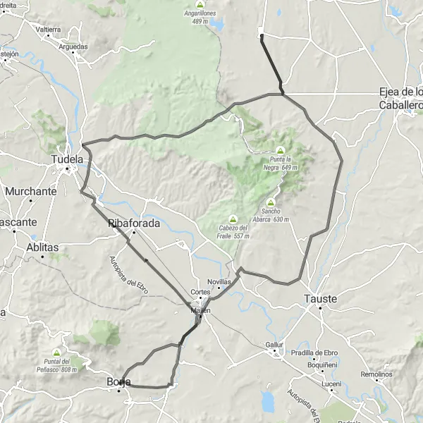 Miniaturní mapa "Trasa kolem Agónu" inspirace pro cyklisty v oblasti Aragón, Spain. Vytvořeno pomocí plánovače tras Tarmacs.app