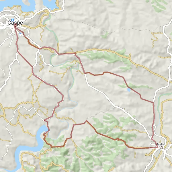 Map miniature of "The Gravel Adventure" cycling inspiration in Aragón, Spain. Generated by Tarmacs.app cycling route planner