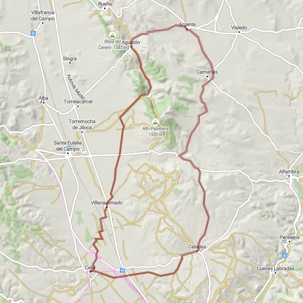 Map miniature of "The Villarquemado Challenge" cycling inspiration in Aragón, Spain. Generated by Tarmacs.app cycling route planner