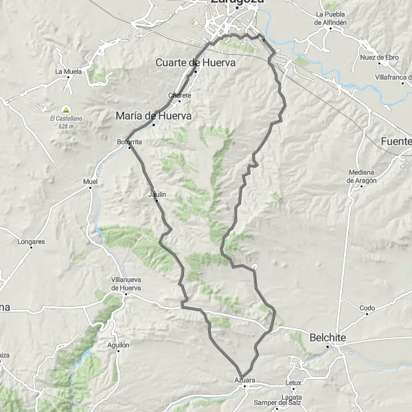 Miniaturní mapa "Panoráma Aragónu" inspirace pro cyklisty v oblasti Aragón, Spain. Vytvořeno pomocí plánovače tras Tarmacs.app