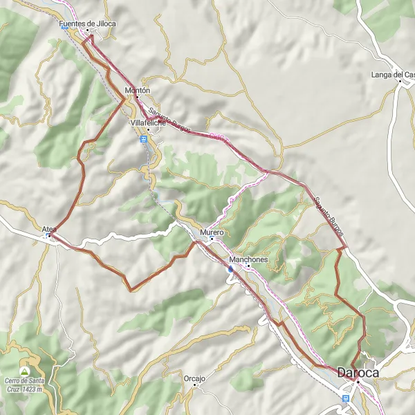 Miniaturní mapa "Adventurous gravel ride" inspirace pro cyklisty v oblasti Aragón, Spain. Vytvořeno pomocí plánovače tras Tarmacs.app